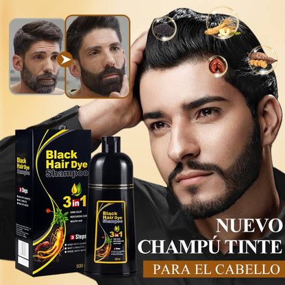 💖Suave y no irritante💥Champú 3 en 1 para teñir el pelo negro