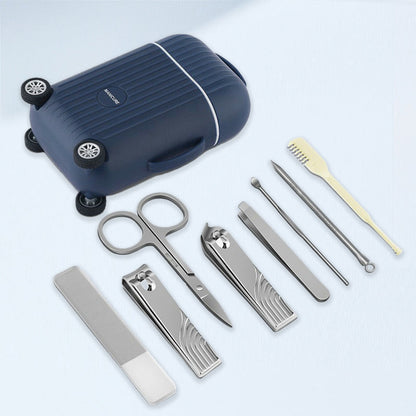 8-piece manicure nail clipper set with organizer